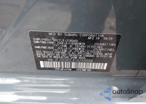 2025 Subaru Crosstrek Premium from USA, damaged, VIN JF2GUHDC4SH268884